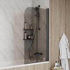 Teymi Шторка на ванну Anni 80x140 профиль черный матовый стекло тонированное – фотография-6