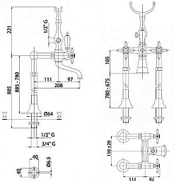 Cezares Смеситель NOSTALGIA-VDPS-01 для ванны – фотография-2