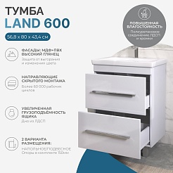 Vigo Тумба с раковиной Land 600-0-1 белая – фотография-3