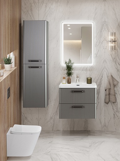 BelBagno Тумба с раковиной Due 50 подвесная Сатин ручки Матовый тёмный никель – картинка-5