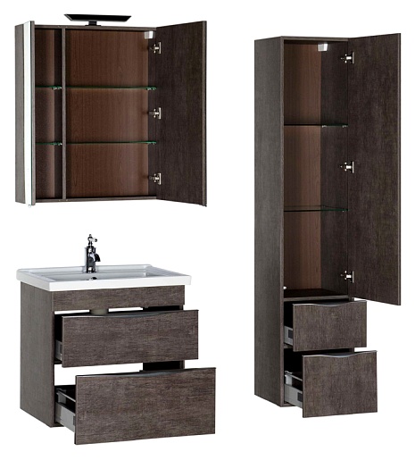 Aquanet Зеркальный шкаф "Эвора 70" дуб антик – картинка-5