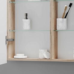 Sancos Зеркало-шкаф Mirror 100 с подсветкой MI100EG дуб галифакс натуральный – фотография-4