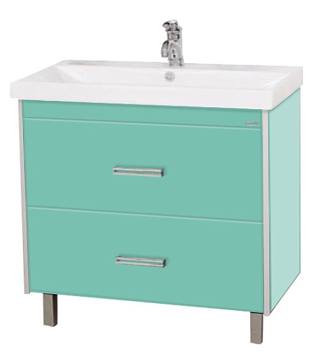 Misty Тумба для умывальника Джулия 90 QVATRO 2 ящика салатовая – фото, картинка, фотография-1