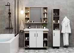 Onika Тумба под раковину Тимбер 100.10 белая/дуб сонома – фотография-4