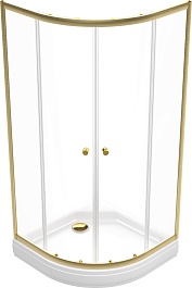Triton Душевой уголок Альфа-Голд 90x90 стекло прозрачное профиль золото с поддоном – фотография-3