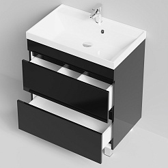 Водолей Тумба с раковиной Бест 70 черная – фотография-5