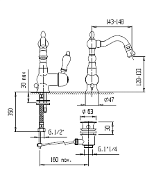 Cezares Смеситель VENEZIA-BSM2-03/24-Bi для биде – фотография-2