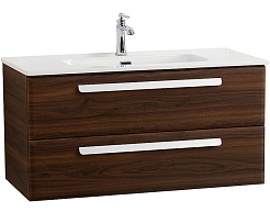 Cezares Тумба с раковиной Eco Cer-N 100 орех шоколад софт CZR-8095-100 ручки сатин – фотография-1