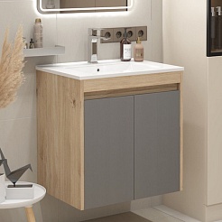 Teymi Тумба с раковиной Netta 60 подвесная дуб/графит – фотография-5