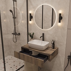 Зов Тумба с раковиной Токио 80 древесина аттик с тумбой – фотография-3