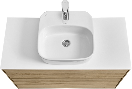 Акватон Мебель для ванной с белой столешницей Либерти 100 Одри Soft дуб эльвезия – картинка-3