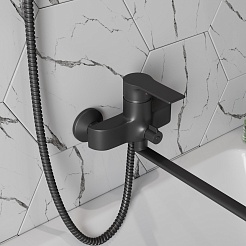 Teymi Смеситель для ванны с душем Lori T10267 универсальный черный матовый – фотография-7