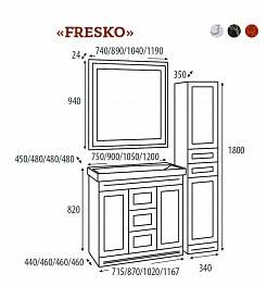 Misty Тумба с раковиной Fresko 90 красная краколет – фотография-6