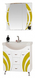 Misty Мебель для ванной Каролина 70 R желтое стекло – фотография-1