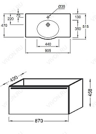 Jacob Delafon Мебель для ванной "Ove 90" светлое дерево – фотография-3
