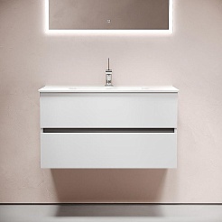 Sancos Тумба с раковиной Urban 90 белый глянец раковина Element 91 CN7002 – фотография-2