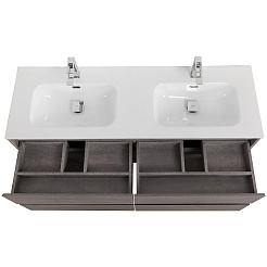 BelBagno Тумба под раковину Kraft 120 подвесная 4 ящика Cemento Grigio двойная раковина – фотография-9