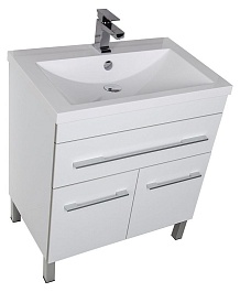 Aquanet Тумба с раковиной Верона 75 напольная, дверцы, белая – фотография-5