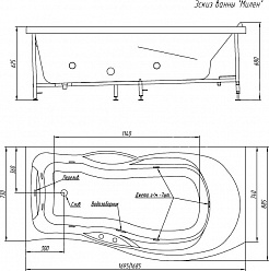 BellSan Акриловая ванна Милен 170x90 с гидромассажем – фотография-4