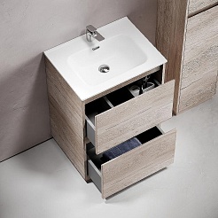 Sancos Тумба с раковиной Libra Floor 60 дуб галифакс натуральный раковина Element 61 CN7001 – фотография-3