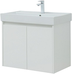 Aquanet Тумба с раковиной Nova Lite 75 2 дверцы подвесная белая глянцевая – фотография-4