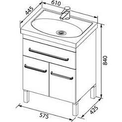 Aquanet Тумба с раковиной Сиена 60 напольная, дверцы, черная – фотография-5