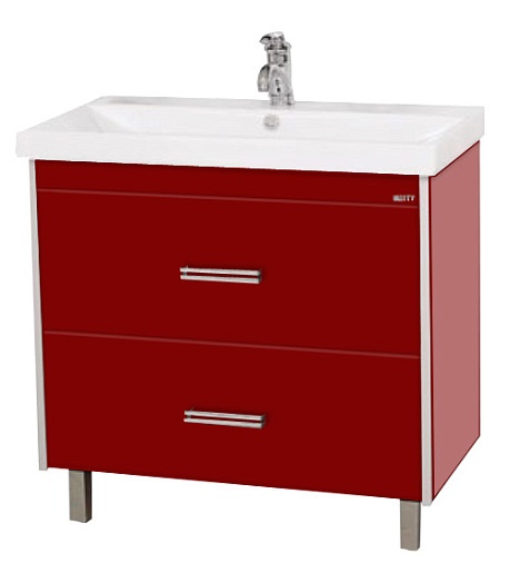 Misty Тумба для умывальника Джулия 90 QVATRO 2 ящика бордо – фото, картинка, фотография-1
