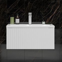 Mixline Тумба под раковину Вектор 80 Марго подвесная белая – фотография-3