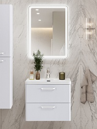 BelBagno Тумба с раковиной Due 50 подвесная Bianco Lucido ручки Белые – фотография-7