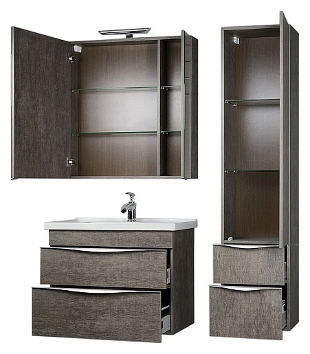 Aquanet Зеркальный шкаф "Эвора 80" дуб антик – картинка-5