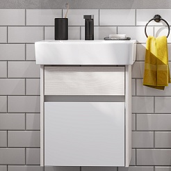 Акватон Тумба под раковину Верди Pro 50 подвесная белая/ясень фабрик – фотография-4