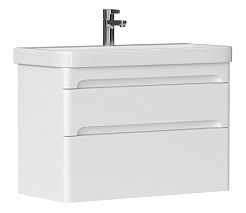 Equil Тумба с раковиной Nice 80 2 ящика подвесная белая – фотография-1