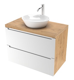 Зов Тумба под раковину Дион 100 подвесная под столешницу матовая белая/дуб – фотография-1