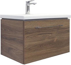 Comforty Тумба с раковиной Томари 70 подвесная дуб темно-коричневый – фотография-1