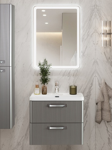 BelBagno Тумба с раковиной Due 50 подвесная Сатин ручки Хром полированный – картинка-3