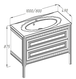 Opadiris Тумба с раковиной Корлеоне 100 слоновая кость – фотография-3