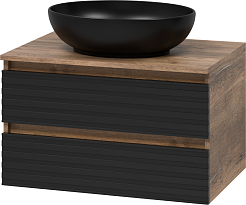 Brevita Тумба под раковину Dakota 70 подвесная дуб галифакс олово/черный кварц – фотография-2