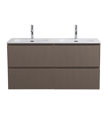 BelBagno Тумба под раковину Uno 120 с 2 чашами подвесная Бежевый матовый – фотография-2