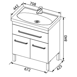Aquanet Тумба с раковиной Сиена 70 напольная, дверцы, черная – фотография-6
