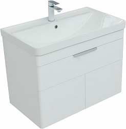 Aquanet Мебель для ванной Ирис New 80 подвесная белая глянцевая – фотография-3