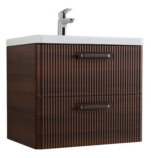 BelBagno Тумба с раковиной Due 60 подвесная Noce ручки Матовый тёмный никель – фото-1