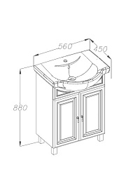 Opadiris Тумба с раковиной Атрия 55 слоновая кость – фотография-2