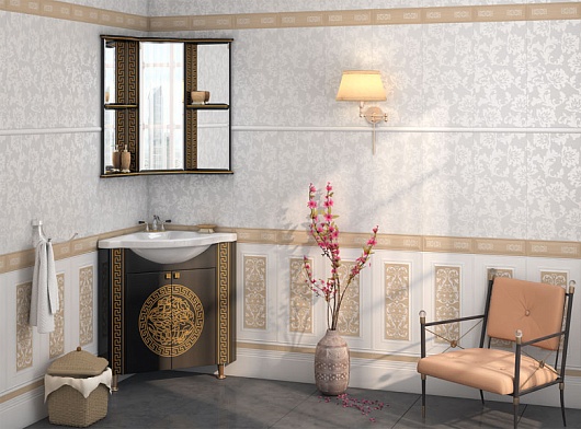 Misty Тумба с раковиной Olimpia Lux 60 угловая черная патина – картинка-7