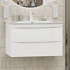 Misty Тумба под раковину Мираж 80 подвесная белая – фотография-2