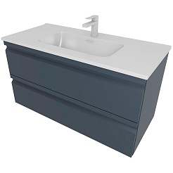 Aquatek Тумба с раковиной Вега 100 подвесная матовая серая – фотография-1