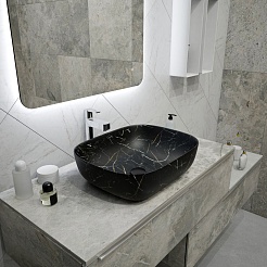 Teymi Раковина накладная Solli 50 Artceramic T50394 черный мрамор – фотография-7