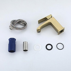 Frap Смеситель для раковины H76 F1076-3 золотой сатин – фотография-2