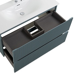 BelBagno Тумба с раковиной Uno 100 подвесная Голубой матовый с раковиной BB-8099-100 – фотография-5