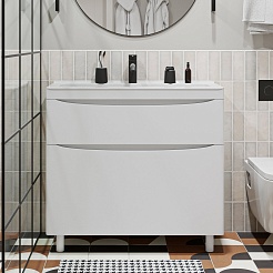 Vivon Тумба под раковину Ostin 90 напольная белая матовая – фотография-5