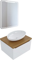Mixline Мебель для ванной Виктория 60 подвесная белая софт/дуб светлый
